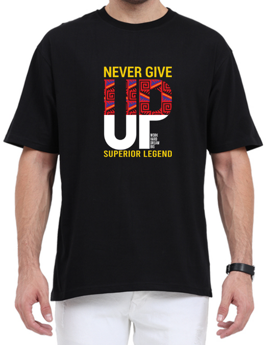 Men's Oversized Tshirt - DRON Never Give up - OS49 Black