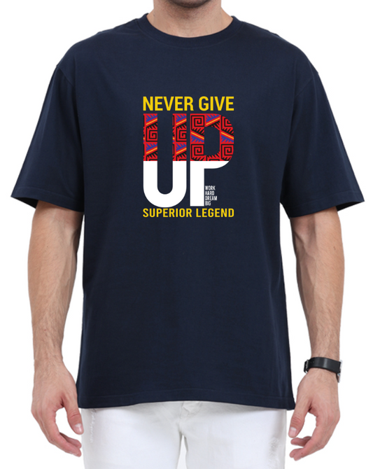 Men's Oversized Tshirt - DRON Never Give up - OS49 Navy Blue