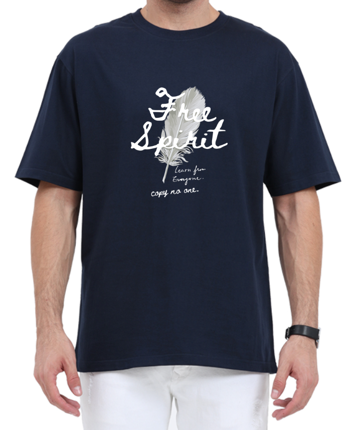 Men's Oversized Tshirt - DRON Free Spirit - OS50 Navy Blue